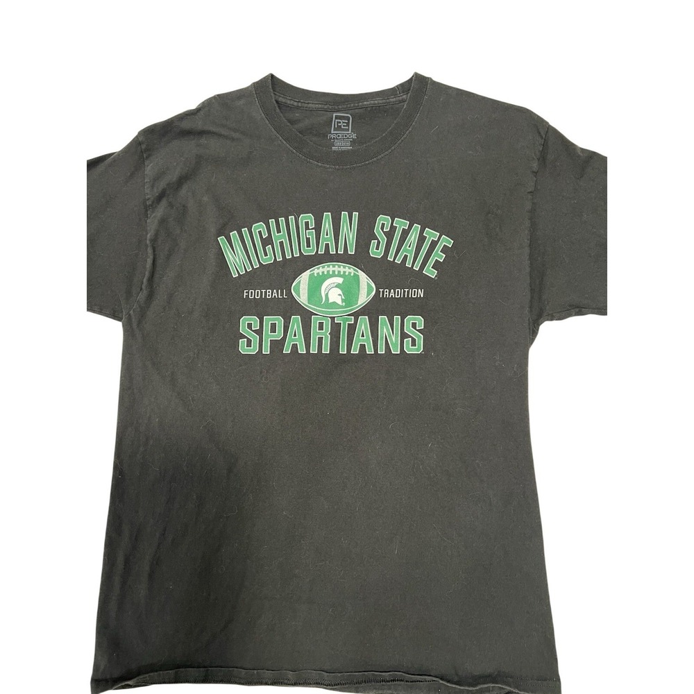 Michigan State Spartans Football T-Shirt Unisex Large Black ProEdge NCAA Graphic